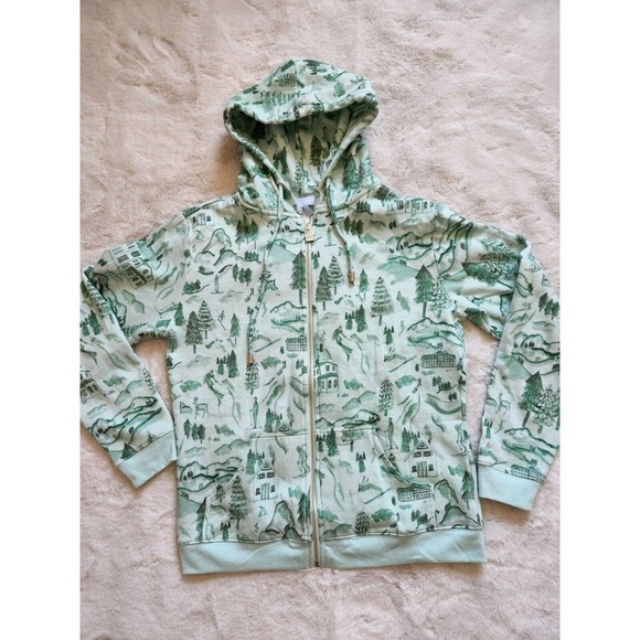 NWT Hill House The Allie Zip- Up Hoodie Sweatshirt in Ski Chalet Print Size S - Picture 2 of 12